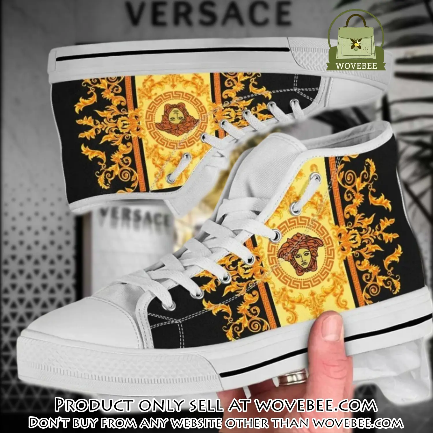 Versace medusa gold high top canvas shoes luxury brand gifts for men women wvb5340151
